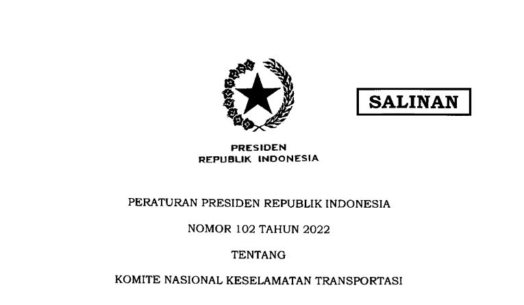 Presiden Terbitkan Perpres 102/2022 tentang KNKT